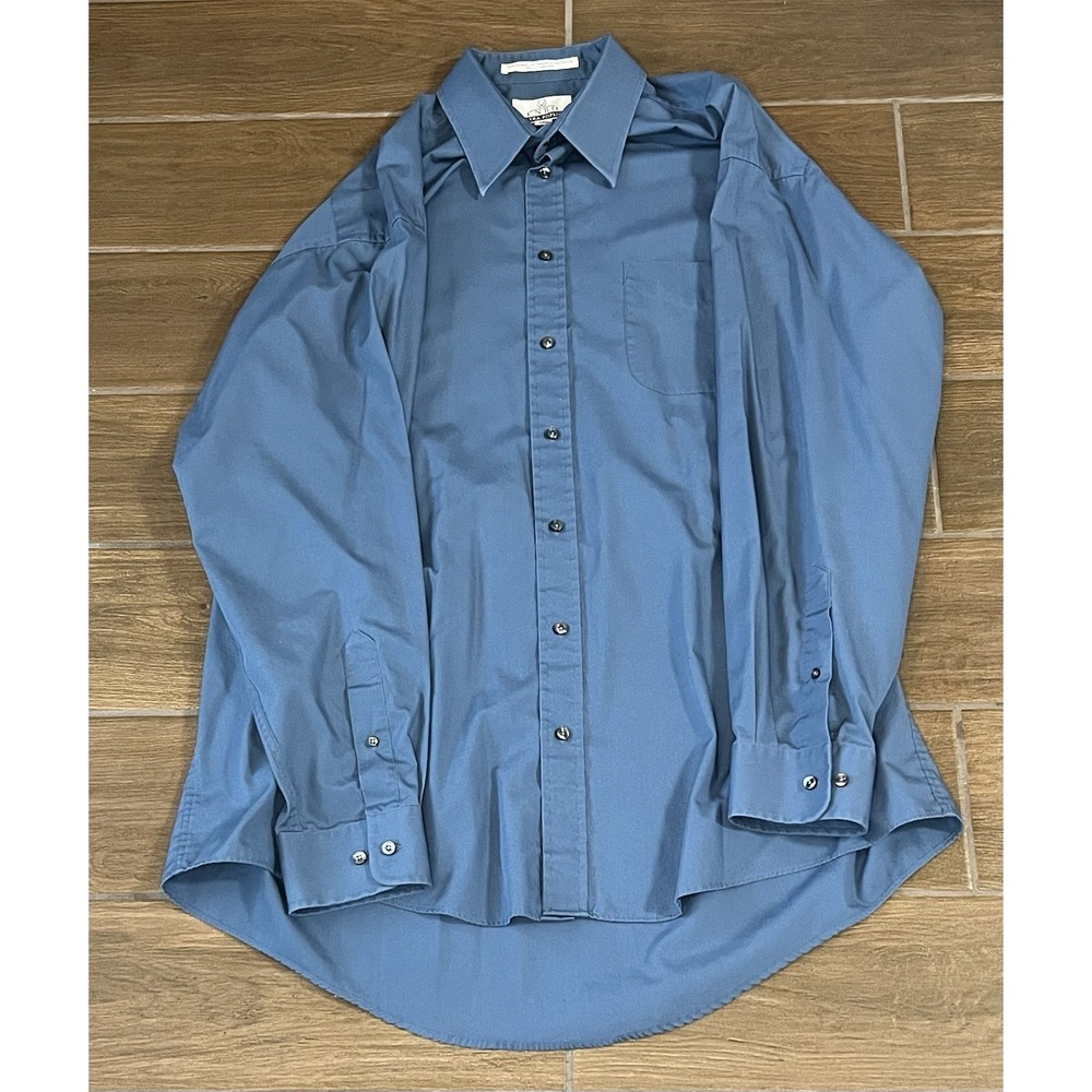 Enro Dress Shirt Men's Size 17 1/2 35-36 Tall Long Sleeve Ultra Poplin Blue